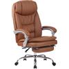 CLP Sedia da ufficio ergonomica con poggiapiedi XL Troy, sedia da scrivania imbottita in similpelle, regolabile in altezza portata fino a 160 kg | Colore marrone chiaro