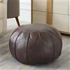 Louis Donné Pouf Louis Donné artigianale in pelle di alta qualità, realizzato a mano, non imbottito,poggiapiedi, cuscino rotondo poggiapiedi (marrone)