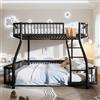Lekvvied Letto a castello 90 x 200 cm e 140 x 200 cm, struttura in ferro, letto a castello per bambini, sponda di sicurezza, scaletta, letto genitore-figlio, senza materasso, Nero