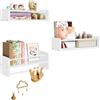 WOLTU Librerie per Bambini da Parete in Legno Massello | 40cm Set di 3 Porta Libri per Cameretta, Scaffale Libri per Bambini, Librerie da Parete Piccole con Perline, Bianco