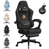 WOLTU Sedia da gaming,Sedia Gaming Ergonomica con Ruote Silenziose,Nero | Altezza e Inclinazione Regolabile, con Braccioli Sincronizzati e Poggiapiedi, in Tessuto Scamosciato