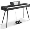 BAKAJI Tastiera Musicale Elettrica con 88 Tasti Reattivi con Pedaliera a 3 Tasti, Pianoforte con 880 Toni e 80 Brani Demo, Strumenti Musicali con Uscita per Cuffie e Connessione MID