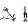 Sunny Health & Fitness Advanced Twist Stepper Machine w/Resistance Bands, Portable Mini + Unisex's Station-SF-BH620062 Hyperextension Roman Chair with Dip Station, Black, One Size
