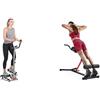 Sunny Health & Fitness Twister Stepper Machine, Height Adjustable Stepper w/Handlebars & LCD Monitor + Unisex's Station-SF-BH620062 Hyperextension Roman Chair with Dip Station, Black, One Size