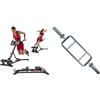 Sunny Health & Fitness Sunny Health and Fitness Unisex's Station-SF-BH620062 Hyperextension Roman Chair with Dip Station + 86 cm Olympic Triceps Bar with Ring Collars, Olympic Weight for Weightlifting and Bodybuilding