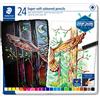 STAEDTLER 149C Matite colorate - 24 colori, astuccio metallo | Mina super morbida ad alta coprenza, brillante su carta chiara & scura - colorare tutto morbido - Art.-Nr. 149C M24
