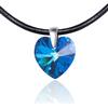 LillyMarie LILLY MARIE Collana In Pelle Regolabile Con Pendente Cuore Blu E Chiusura Argento Per Donne