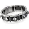 Cupimatch Bracciale da uomo in pelle, stile retrò, largo, gotico, punk, rock, intrecciato, con teschio, borchie, dimensioni regolabili, lega di pelle, nero