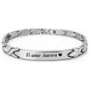 amorili Bracciale Uomo Personalizzabile con Incisione in Acciaio Inox e Punti Oro - Gioiello Personalizzato per Marito Compagno Fidanzato - Elegante Braccialetto Maschile Regalo bcc2703