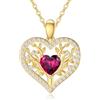 Rikelus Collana da donna in oro 9 carati, con ciondolo a forma di albero della vita, in vero oro 375/9 carati, con pietra portafortuna e cuore, idea regalo per compleanno, Natale, 40 + 5 cm