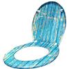 LARS360 Sedile WC con abbassamento automatico, misura universale, in plastica dura, con abbassamento lento, antibatterico, coperchio WC in Duroplast (bordo blu)