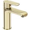 Rea - Bloom Gold Rubinetto Lavabo Basso Miscelatore Da Bagno In Ottone Miscelatore Monocomando Caldo E Freddo Regolabile (Oro) 15x4,8x17cm