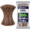 KADAX Fascette Fermacavo Marroni 200 x 2,5 mm, Set da 200 in Nylon, Tenuta 8 kg per Gestione Cavi in Casa, Giardino, Officina e Ufficio