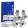 VANCOCO 2 Pezzi Cromo Valvola Radiatore Angolare H, Attacco Centrale 50mm Universale con Testa Termostatica
