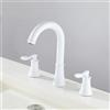 XDSMB Rubinetto per Lavabo 3 Fori, Arco Alto, Miscelatore Lavabo Bagno Girevole a 360° Rubinetto diviso in Ottone,Bianco
