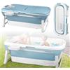 ACXIN - Vasca da bagno pieghevole, vasca da bagno mobile per adulti, con copertura rimovibile, cestino per il sapone e rotoli per massaggio, adatta per bagni piccoli e SPA, 128 x 62 x 53 cm