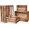 MACVAD Set di 4 grandi casse decorative in legno torciato, casse decorative in legno per esposizione rustica, scatole per contenitori in legno in 100% legno