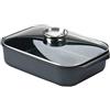Krüger Haushaltswaren Krüger 21334D - Rostiera Salva Aroma con Coperchio in Vetro Delta, in ghisa di Alluminio, 34,5 x 24 x 9 cm