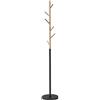 DRW Appendiabiti da Terra e Base in Marmo in Metallo e Legno, Colore Naturale e Nero, 170 x 30 x 30 cm