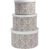 Household Essentials Set di 3 cappelliere con coperchi in Ecopelle, Motivo a Pergamena