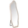 DRW Specchio da Pavimento e Parete a Forma di Legno, Foderato in Velluto Beige, 160 x 60 x 5 cm