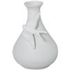 DRW Vaso da Tavolo con Rondini, in Ceramica, Bianco, Finitura Sabbia, 30 x 21 x 21 cm