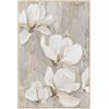 DRW Quadro su tela fioratori e cornice in legno naturale in bianco e grigio 80x120x3 cm