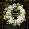 Floroom Ghirlanda floreale, ghirlanda di peonie bianche artificiali per porta d'ingresso, 38-40 cm, decorazione da parete