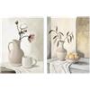 DRW Set di 2 Quadri su Tela con vasi e Parte dipinte a Mano in Bianco e Beige, 3 x 30 x 30 cm
