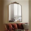 OUSHUAI Gold Brass Mirror for Wall,Gold Traditional Vintage Ornate Baroque Mirrors,Victorian Antique Bronze Mirrors with Full Matel Frame,Arched Mirror for Entryway/Bathroom/Fireplace 24X36