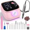 Dreamhigh® Fresa per Unghie Professionale 45000 RPM, Lima Unghie Elettrica, Fresa Unghie, Portable Nail File Kit, Manicure e Pedicure, Trapano Elettrico per Rimozione Gel/Smalto, Rosa