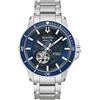 Bulova Orologio analogico automatico da uomo, con cinturino in acciaio inox, 96A289, blu plateado, Bracciale