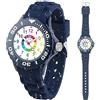 Juboos Orologio analogico per bambini e bambine, impermeabile fino a 3 atm, con gatto, facile da leggere, Viola, orologio gatto bambini
