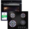 KKT KOLBE Set forno e piano a gas SET8017G604G, 60 cm nero | AirFry, Pulizia catalitica, 4 fuochi, Zona wok, Funzione pizza, Grill, Aria calda, Timer automatico