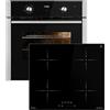KKT KOLBE Set forno e piano a induzione senza cornice SET8810IH859RL, 60 cm | Pulizia a vapore, 4 zone, Grill, Aria calda, Guide telescopiche, Timer automatico, nero argento