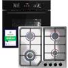 KKT KOLBE Set forno e piano a gas SET8005FBG604ED, 60 cm nero argento | 4 fuochi, Zona wok, Grill, Aria calda, Timer automatico, Sicurezza bambini, Vetro termoisolante