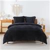 WUMIUER Biancheria da letto in peluche, 135 x 200 cm, colore nero, set da 2 pezzi, copripiumino invernale in flanella e 1 federa da 80 x 80 cm, morbido cashmere al tatto, in pile