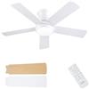CJOY Ventilatore da Soffitto con Luce 106CM Bianco | Ventilatore da Soffitto con Luce e Telecomando, LED Dimmerabile, 6 Velocità, 5 Pale Reversibile, Per Camera/Soggiorno/Perenz