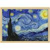 ConKrea Quadro su Tela Canvas INTELAIATO - con Cornice - Starry Night - Notte Stellata per Van Gogh - 70x100cm - Stile Contemporaneo Legno Naturale - (cod.2671)