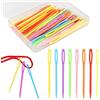 Disnace 50 Pezzi Aghi per Cucire in Plastica colorata, Aghi per Cucire a Mano di Grande Occhio, Aghi per Tessere con Scatola Portaoggetti per Principianti Bambini Cucito Artigianato e Fai da te (9cm)