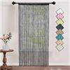 HSYLYM maglieria stringa tenda pannelli dense poliestere Fringe tenda zanzariera divisorio per porta finestra Decor 90x200cm Nero