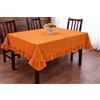 Corredocasa Copritavolo in Tela di Canapa Tinta Unita con Balza Volantino, Made in Italy - Tovaglia Arredo in Poliestere Resistente e Facile da Lavare - Copri Tavolo per Cucina e Sala Pranzo (140x140, Arancio)