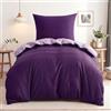 RUIKASI Biancheria da letto da 140 x 200 cm, in cotone, 2 pezzi, reversibile, con chiusura lampo, bicolore, viola scuro e lavanda