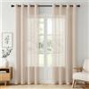 Slozzi Set da 2 tende in voile beige con occhielli, 140x260 cm, per soggiorno, camera, balcone e cucina. Traspiranti e facili da lavare.
