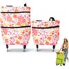 ELMVAR Borsa trolley pieghevole per la spesa, carrello 2-in-1, borsa con ruote portatile e richiudibile per supermercato e lavanderia, in tessuto Oxford impermeabile (Orange floral)