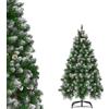 LILIIN Albero di Natale artificiale, 120 cm, albero di Natale artificiale bianco e verde, con effetto neve + pigna, albero di Natale in PVC, con supporto (1,2 m, senza illuminazione)