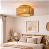 Alpinaluz Plafoniera YUMA Ø38 cm con Paralume Intrecciato in Corda di Juta Beige e Struttura in Ferro, Lampada Artigianale Stile Boho per Soggiorno o Camera da Letto con Illuminazione Accogliente