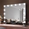 SIRHONA Specchio trucco Hollywood con 14 lampadine, specchio da toeletta luminoso 3 modalità, LED dimmerabili, supporto per porta USB, lente d'ingrandimento 10x, controllo tattile, 80 x 65,5 cm