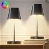Quntis Lampada Tavolo a LED Ricaricabile Senza Fili, Dimmerabile Tocco RGB | Lampada da Scrivania Impermeabile IP44 per Ristorante/Bar/Campeggio/Soggiorno/Balcone, 2 Pezzo Piccola Lampada da Comodino