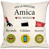 Bommex Migliore Amico Cushion Cover 18x18 Pollici Con 3 Tasche per Bestie BFF - Regalo di Amicizia, Compleanno e Natale per Donne e Ragazze (Amica)